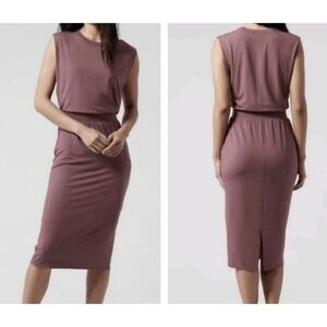 Athleta Santorini Cinch Dress Size Large Tawny Rose Athleisure Travel Stretch